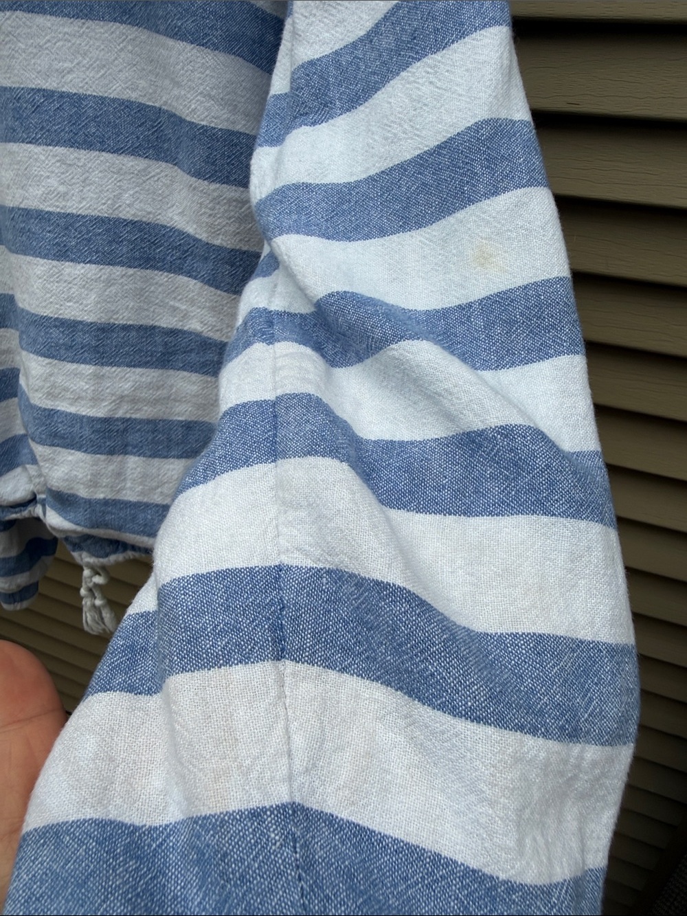 Thread & Supply Linen Blend Blue & White Striped Hooded Pullover Size XL - Picture 12 of 13